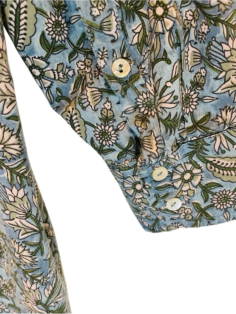 NATURAL LIFE Drew Blue Green Floral Button-Up Maxi Shirt Dress Sz L/XL - Picture 7 of 12